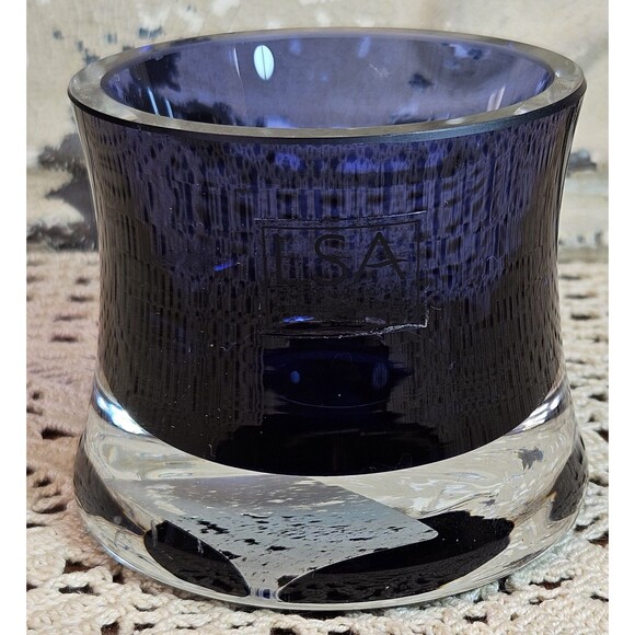 Thick Cobalt Blue Votive Candle Holder w/ Clear Heavy Bottom Poland LSA - Picture 2 of 7